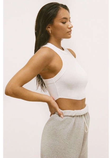 Kadın Bisiklet Yaka Fitilli Kolsuz Crop Bluz modelleri