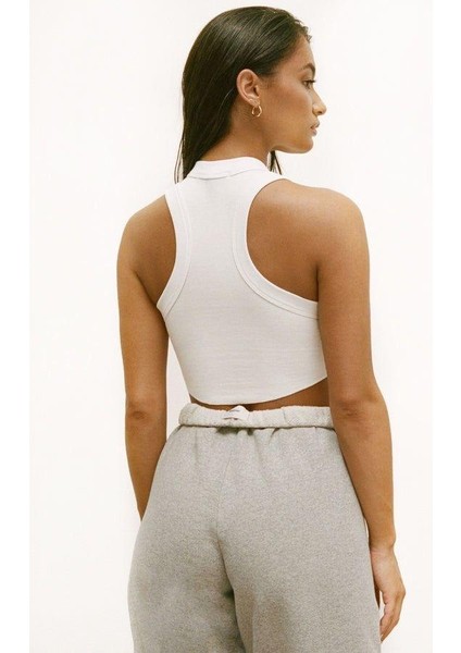 Kadın Bisiklet Yaka Fitilli Kolsuz Crop Bluz fırsatları