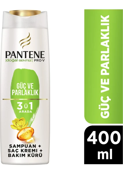 Pro-V Güç Ve Parlaklık 3'Ü 1 Arada Şampuan; 400ml