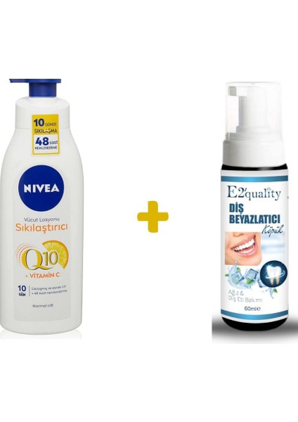 E2'quality Diş Köpük + Nivea Q10 Sıkılaştırıcı Vücut Losyonu, 400 ml