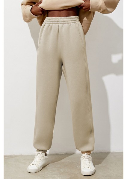 Kadın Bej Comfort Fit Eşofman Altı MG1353