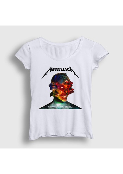 Kadın Beyaz Hardwired Metallica T-Shirt