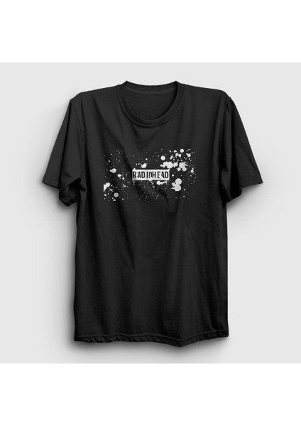 Unisex Siyah Splatter Radiohead T-Shirt