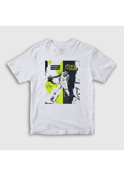 Unisex Çocuk Beyaz Ja Morant Basketbol T-Shirt