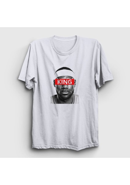 Unisex Beyaz King LeBron James Basketbol T-Shirt