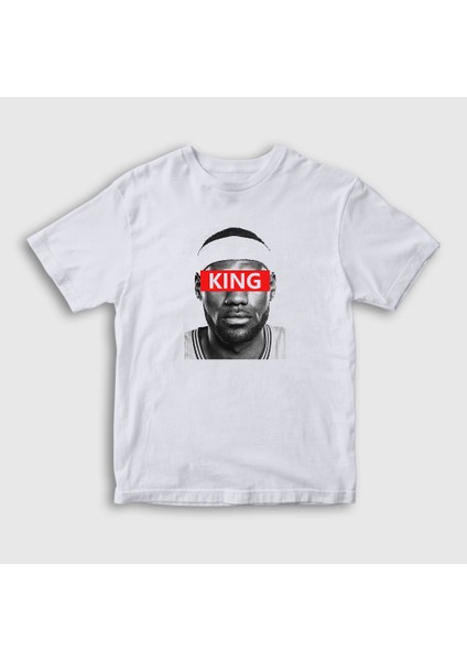 Unisex Çocuk Beyaz King LeBron James Basketbol T-Shirt