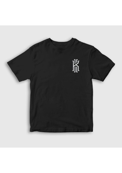 Unisex Çocuk Siyah Logo Kyrie Irving Basketbol T-Shirt