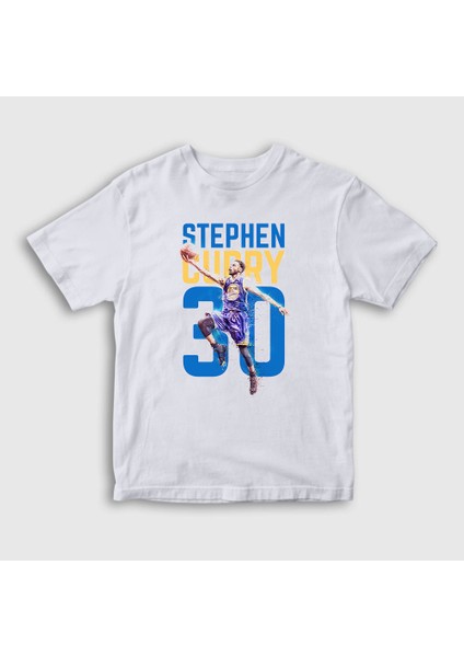 Unisex Çocuk Beyaz Stephen Curry Nba Basketbol T-Shirt