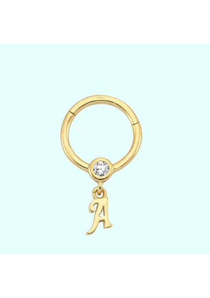 Altın Halka Piercing -A- Harf 14 Ayar