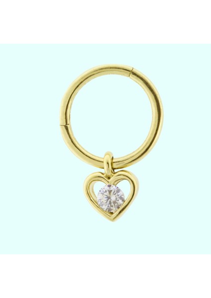 Altın Halka Piercing Kalp 14 Ayar