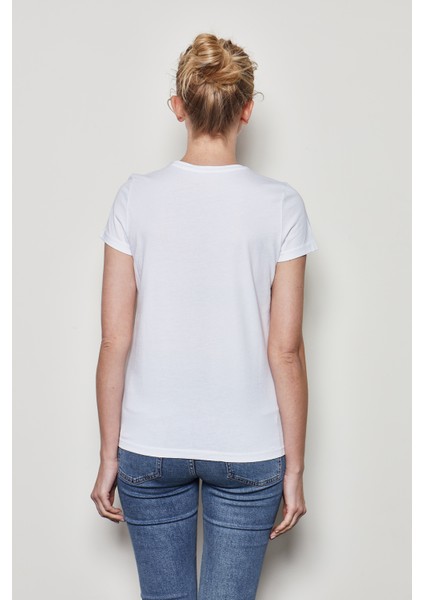 White And Simple Kadın Beyaz Basic Organik Pamuk T-Shirt