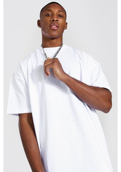 Perakende Sevgi Fişi Beyaz Kısa Kollu Arka Baskılı Erkek Oversize T-Shirt fiyatları