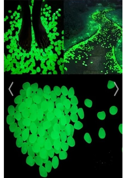 100 Adet Gece Karanlıkta Parlayan Dekoratif Fosforlu Çakıl Taşı modelleri