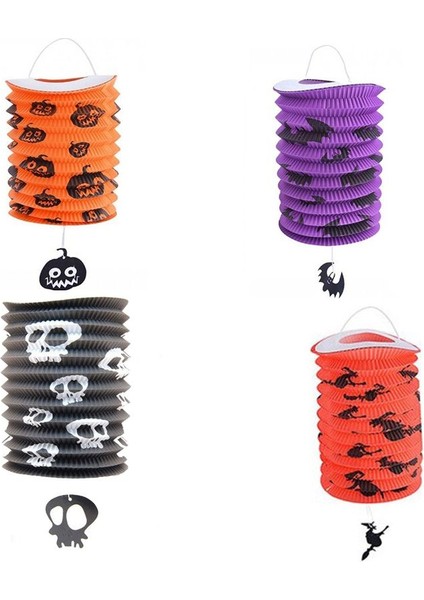 Halloween Cadılar Bayramı Figürlü Gemici Feneri Asma Süs Set 4 Adet