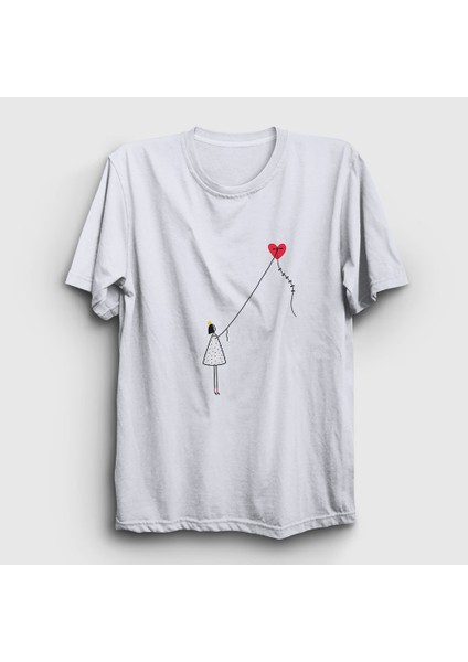 Unisex Beyaz Kite Girl Uçurtma T-Shirt