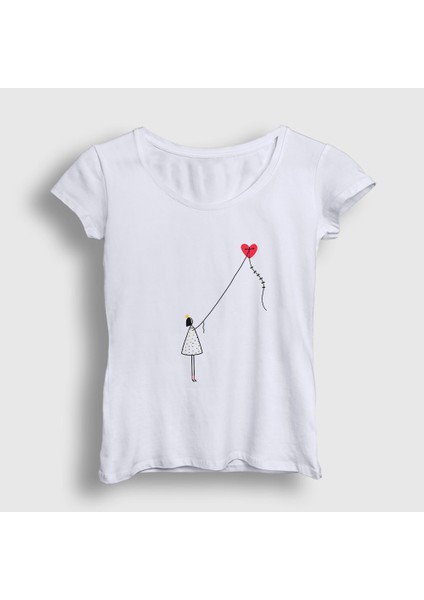 Kadın Beyaz Kite Girl Uçurtma T-Shirt
