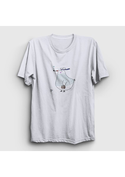 Unisex Beyaz Captain Seagull Martı T-Shirt