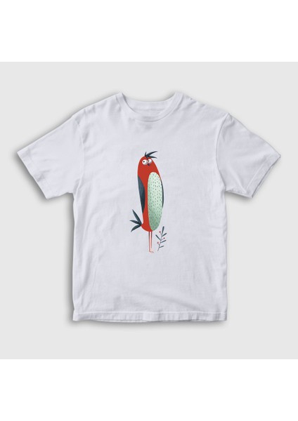 Unisex Çocuk Beyaz Cool Bird Kuş T-Shirt
