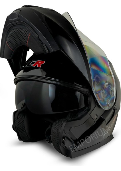 Icon Çene Açılır Parlak Siyah Kask modelleri