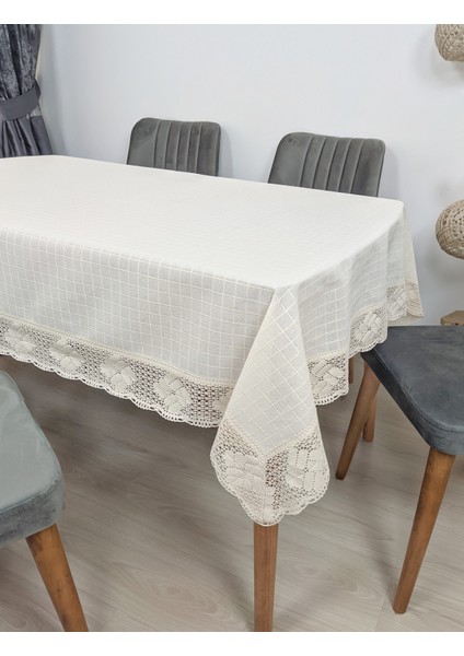 Keten Masa Örtüsü Geniş Dantelli Monika Kumaş Pamuklu Buldan Bodrum Keteni Kare Dikdörtgen Örtü