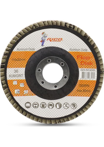 Avuç Içi Taşlama Flap Disk Zımpara 115 mm 120 Kum