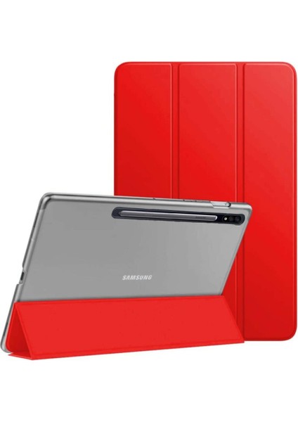 Samsung Galaxy Tab S6 10.5" T860 Kılıf PU Deri Smart Case Kırmızı