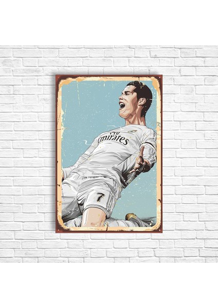 Crıstıano Ronaldo Retro Ahşap Poster
