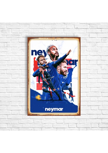 Neymar Jr Retro Ahşap Poster