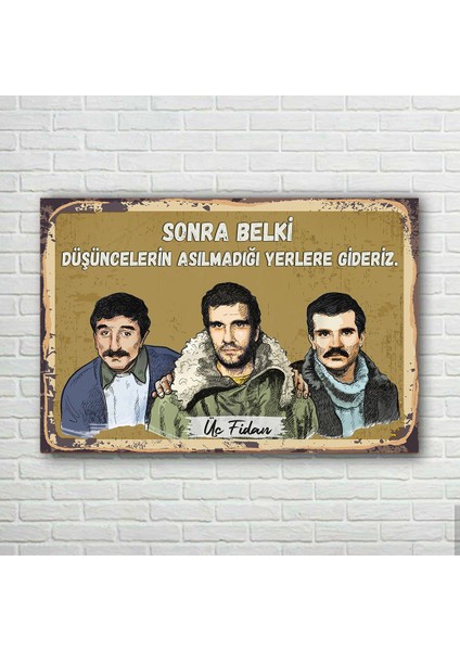 Üç Fidan Retro Ahşap Poster