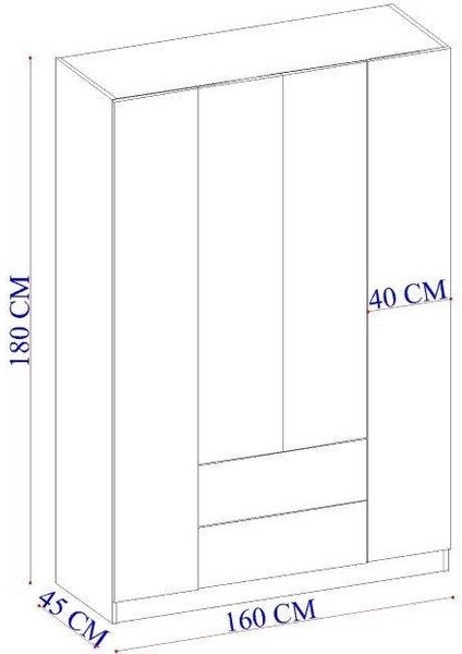 Ipek Mobilya Fulya 4 Kapaklı 2 Çekmeceli Dolap Genişlik 160 cm ( Beyaz )