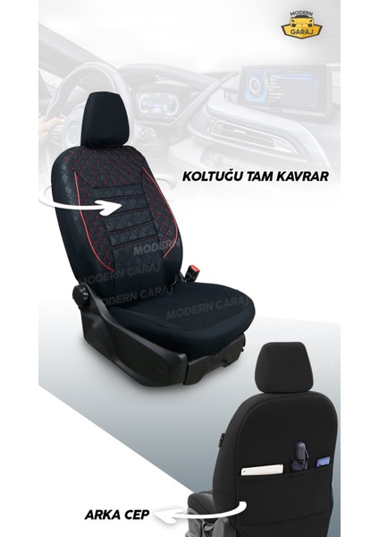 Skoda Octavia Gofrajlı Oto Koltuk Logolu Kılıfı Seti modelleri