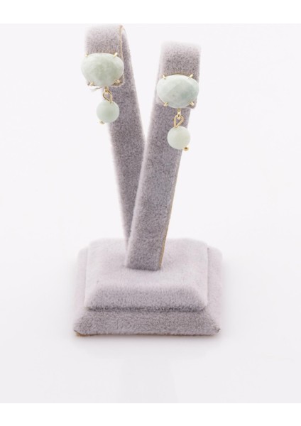 Amazonit Doğal Taş Gold Renkli Küpe fiyatları