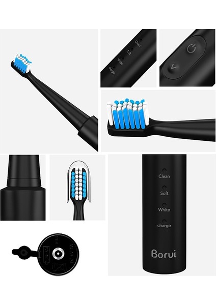 USB Şarj Sonic Elektrikli Ultrasonik Diş Fırçası (Siyah Kaplama)