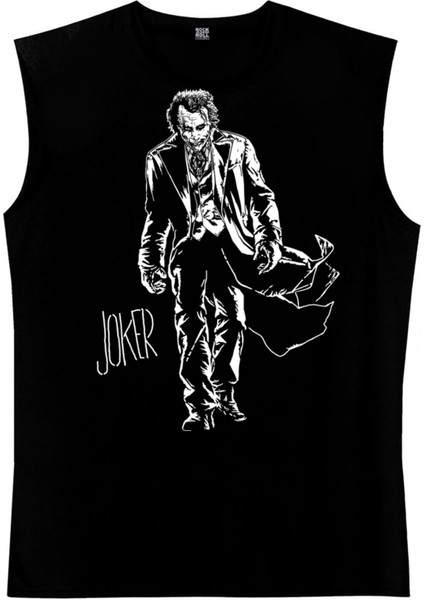 Paltolu Joker Siyah Kesik Kol | Kolsuz Erkek T-Shirt | Atlet fiyatları