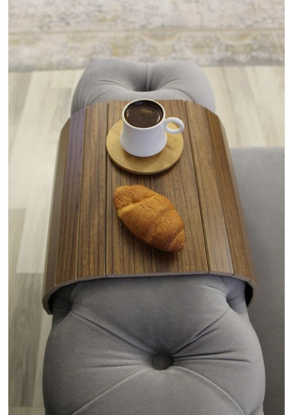 Portatif Koltuk Kolçak Sehpası Yan Sehpa Ceviz