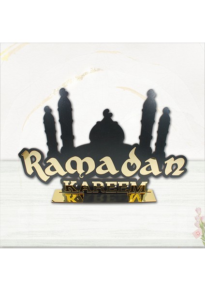 Ramadan Kareem Pleksi Dekoratif Masa Süsü, 47cm x 30cm