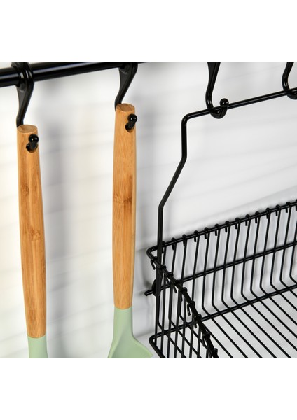 Güçlü Yapıştırma 8 Li Askı Rayı (55 Cm) + 20X30 Ferforje Sepet indirimleri