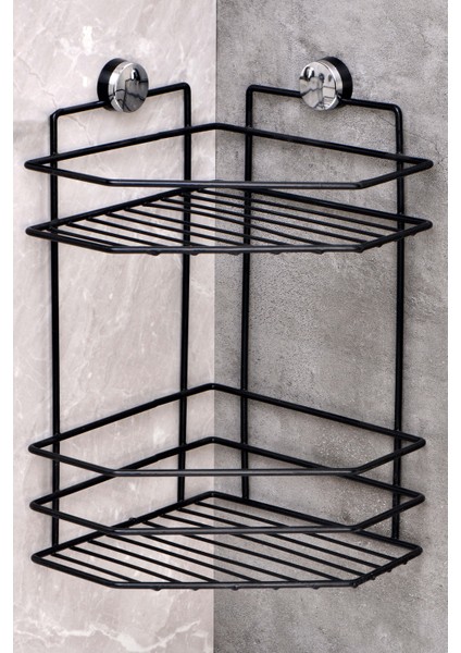 Paslanmaz Yapışkanlı Banyo Köşeliği, Şampuanlık Ikili, Delmeye Son, Matkap Vida Yok