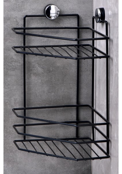 Paslanmaz Yapışkanlı Banyo Köşeliği, Şampuanlık Ikili, Delmeye Son, Matkap Vida Yok