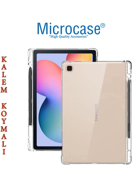 Samsung Galaxy Tab S6 Lite P610 10.4 Inch Kalem Koymalı Köşe Koruma Silikon Kılıf - Şeffaf