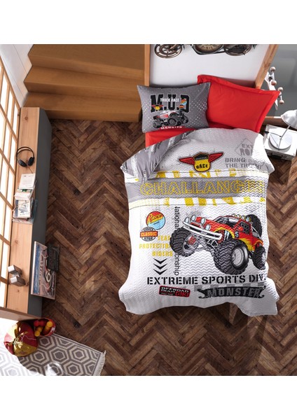 Junior Ranforce Tek Kişilik Complete Set Nevresim Monster Kırmızı
