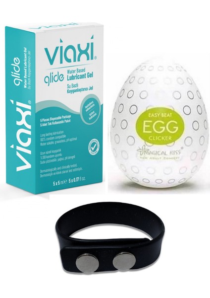 Glide Jel 5x5 ml + Ozzy Store Egg Clicker Mastürbatör Ayarlanabilir Penis Halkası