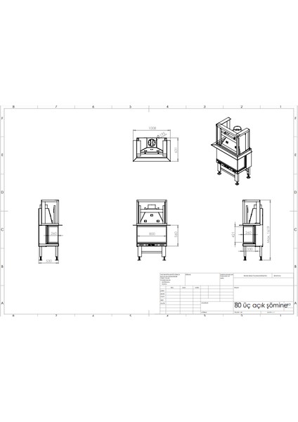 80 cm Üç Açık Şömine Haznesi