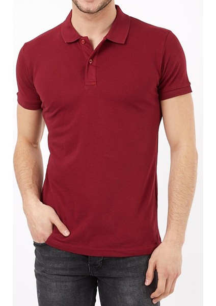 Belifanti Collection Erkek Polo Yaka Tişört T-Shirt Bordo