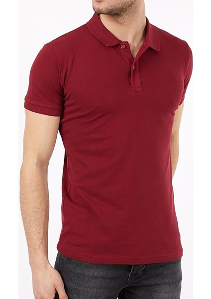 Belifanti Collection Erkek Polo Yaka Tişört T-Shirt Bordo