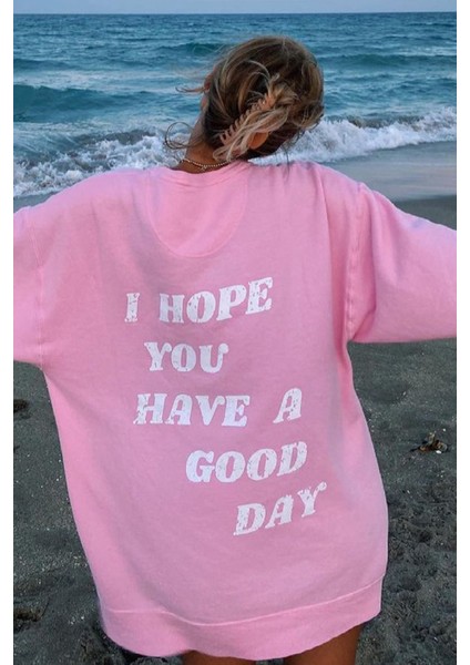 Mad Girls Pembe Sırt Baskılı Sweatshirt MG1219
