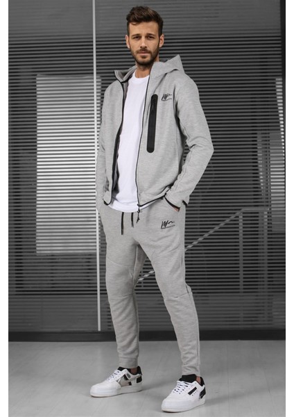 Gri Baskılı Regular Fit Erkek Eşofman Takımı modelleri