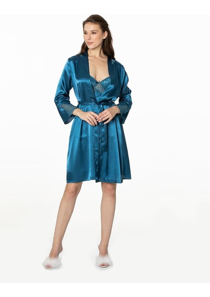 4050 Ikili Saten Gecelik - Sabahlık Takımı