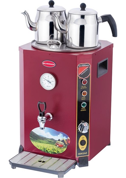 Silverinox Elit Jumbo 13 Litre 2 Demlikli Çay Kazanı Makinesi
