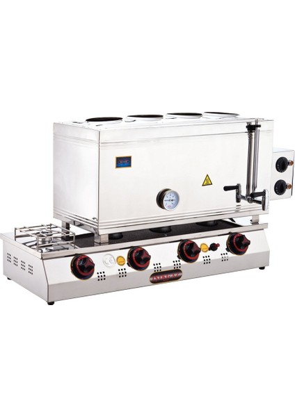 Silverinox Doğalgaz + Elektrikli 60 Litre 4 Demlikli Çay Kazanı